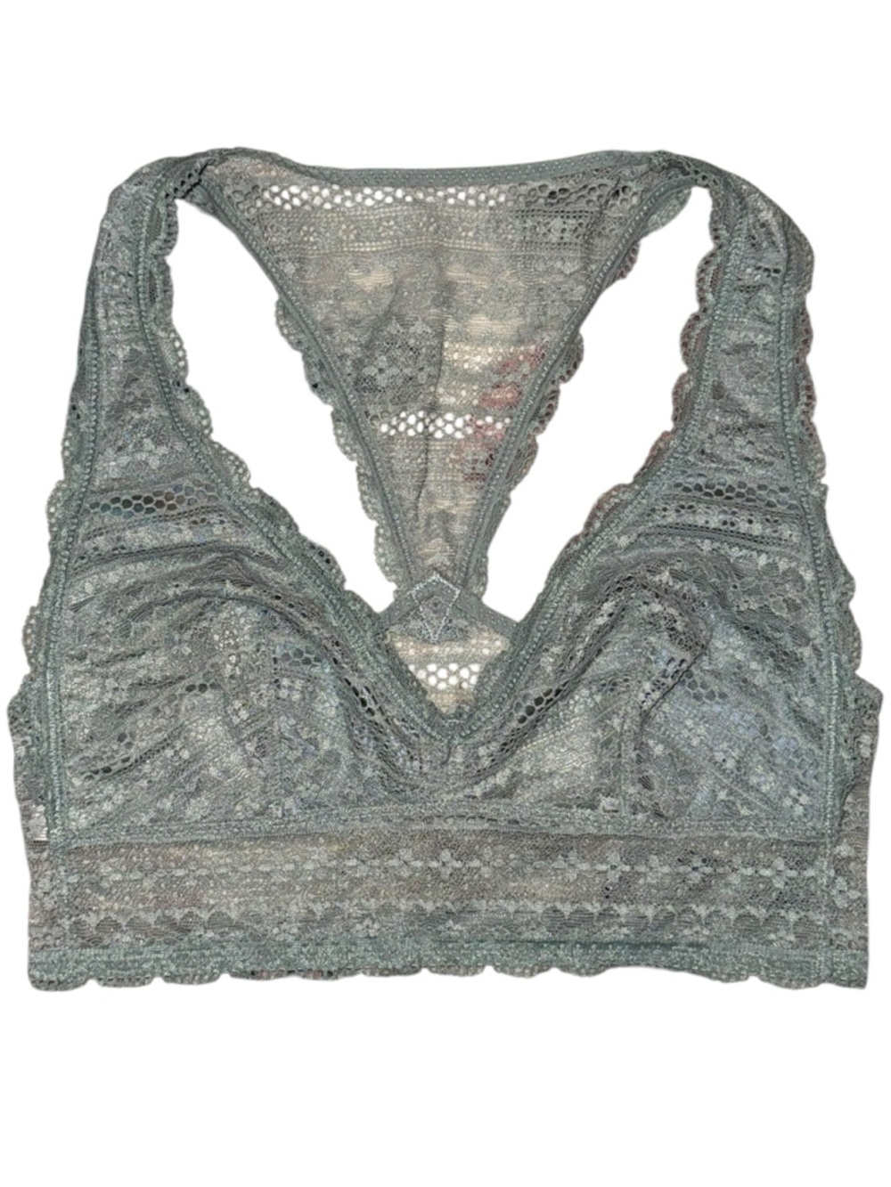 Victoria’s Secret Lace Bralette XS Sage Green Racerback Unlined Wireless